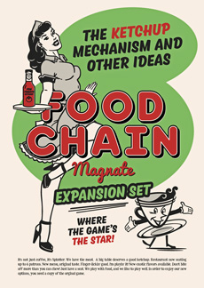 Cover of the Ketchup Mechanism box: 1950s-style drawing of a waitress