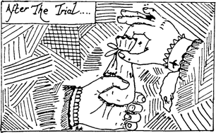 A pouch of money changes hands