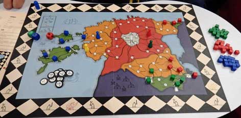 The Lembitu board and pieces at the 2015 UK Games Expo