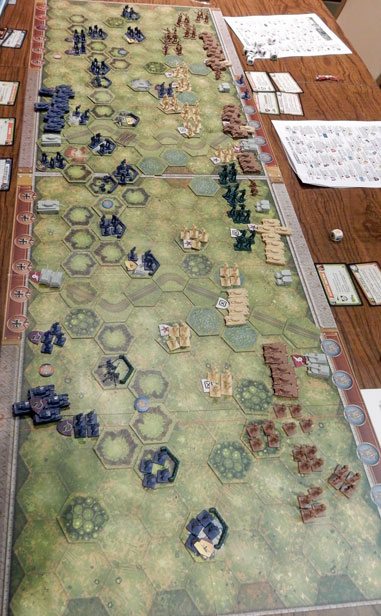 Start of the Overlord game from my end. My mobile artillery seems to be targeting Leo’s Tiger (mid left edge of the photo)...