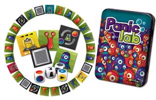 Display of "Panic Lab" box and components (courtesy of Gigamic)