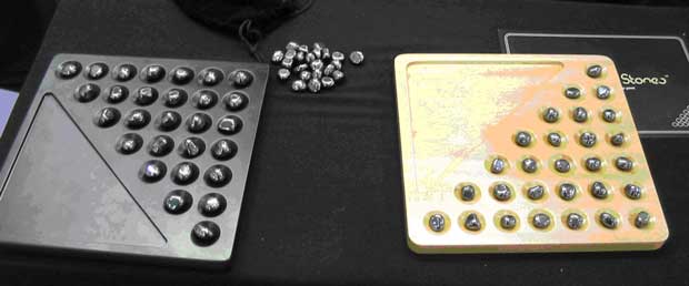 Plastic and wooden versions of Solomon's Stones