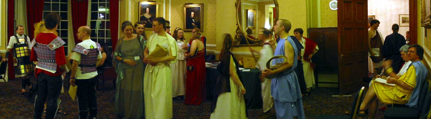 Wide shot of characters at the start of the game